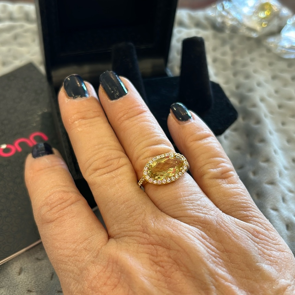 LaFonn Rare Horizontal Oval Lemon Quartz Ring-sz 7 Boutique